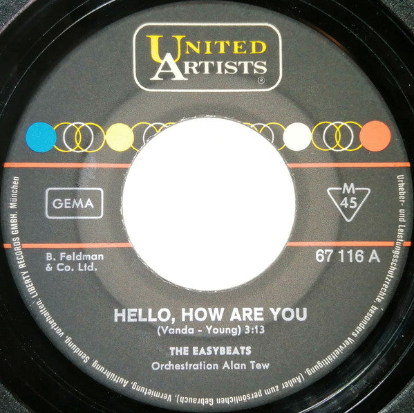The Easybeats : Hello, How Are You / Come In You'll Get Pneumonia (7", Single)