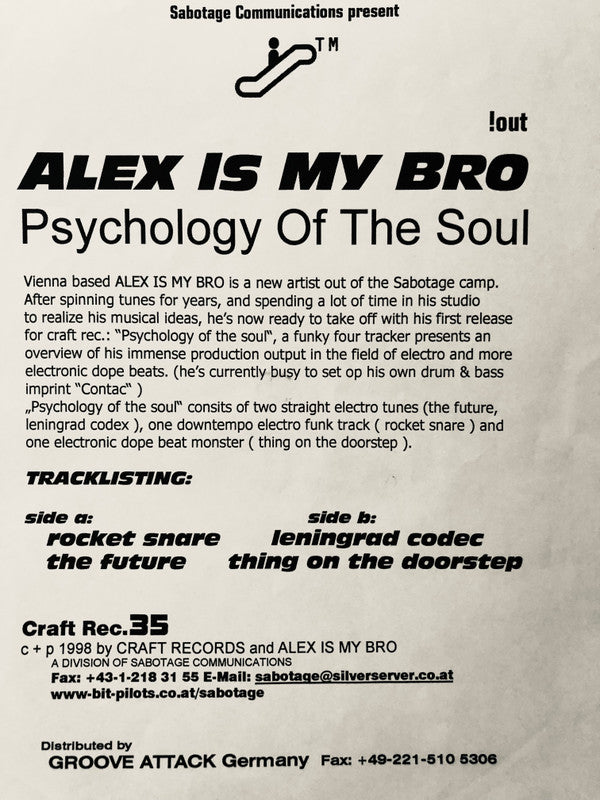 Alex Is My Bro : Psychology Of The Soul (12", W/Lbl)