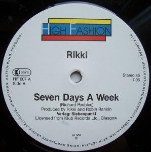 Rikki (2) : Seven Days A Week (12")