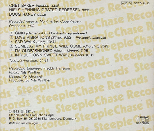 Chet Baker Trio : Someday My Prince Will Come (CD, Album, RE, Nim)