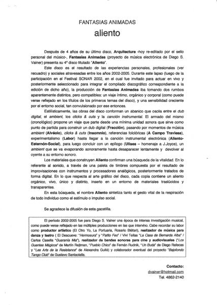 Fantasias Animadas : Aliento (CD, Album)
