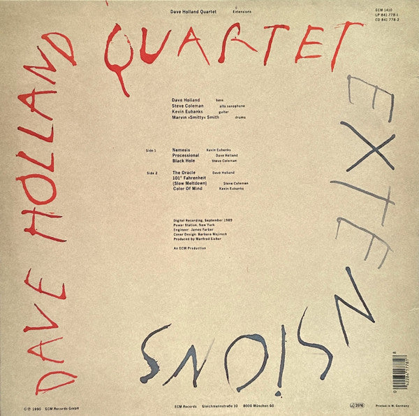 David Holland Quartet : Extensions (LP, Album)