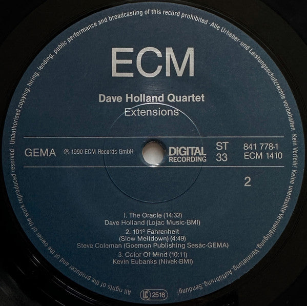 David Holland Quartet : Extensions (LP, Album)