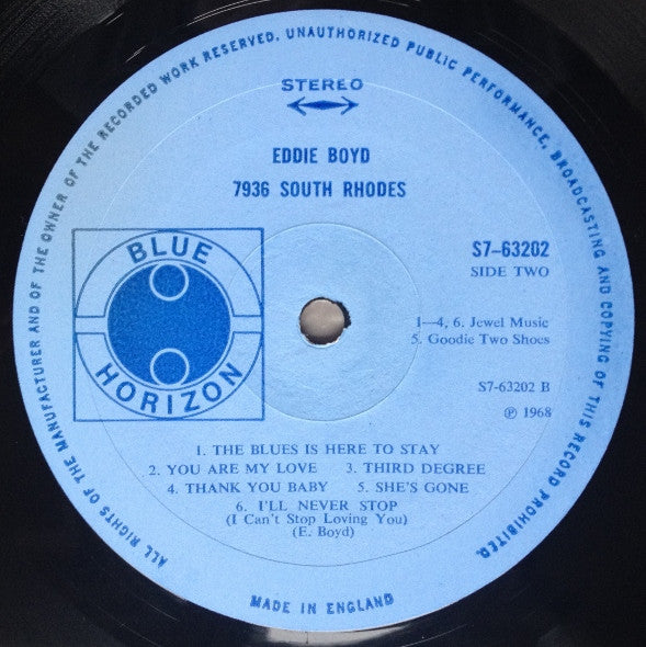 Eddie Boyd With Fleetwood Mac : 7936 South Rhodes (LP, Album)