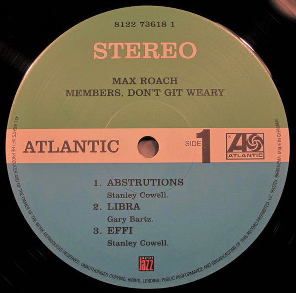 Max Roach : Members, Don't Git Weary. (LP, Album, RE)