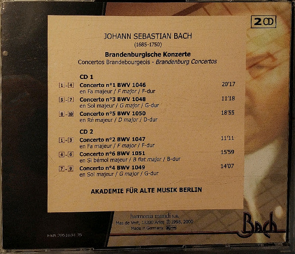 Johann Sebastian Bach - Akademie Für Alte Musik Berlin : Brandenburgische Konzerte (2xCD, Album, RE)