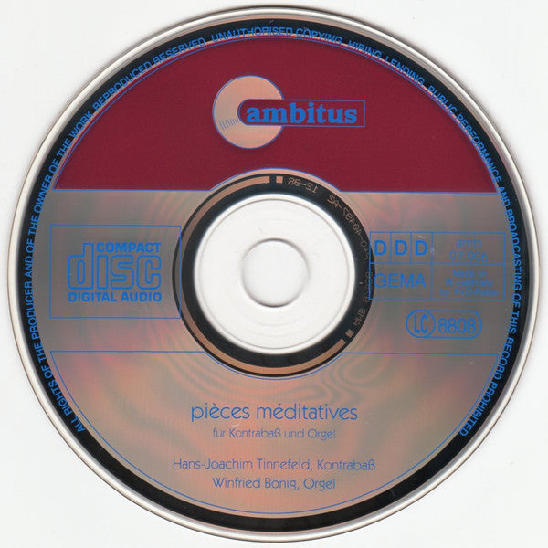 Hans-Joachim Tinnefeld, Winfried Bönig : Pièces Médiatives Für Kontrabaß Und Orgel (CD, Album)