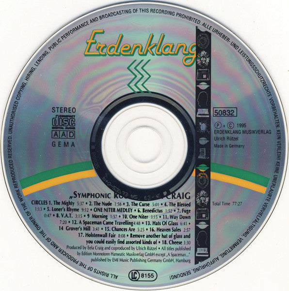 Eela Craig : Symphonic Rock: One Niter - Hats Of Glass (CD, Comp)