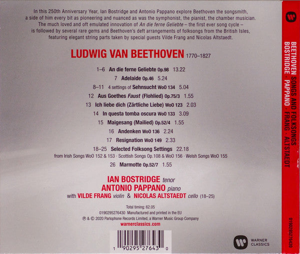 Beethoven*, Ian Bostridge, Antonio Pappano, Vilde Frang, Nicolas Altstaedt : Songs And Folksongs (CD)