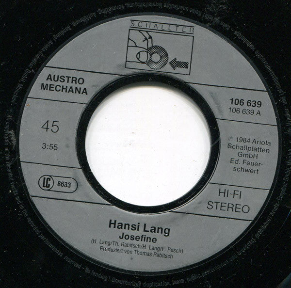 Hansi Lang : Josefine (7", Single)