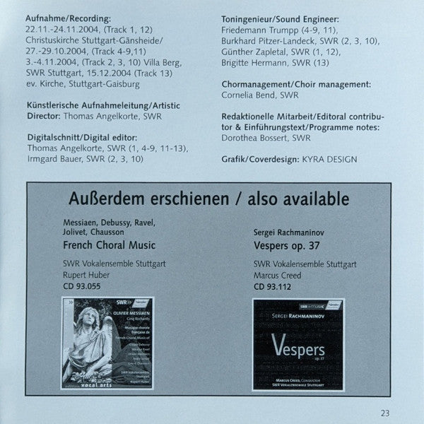 Marcus Creed, SWR Vokalensemble*, Les Percussions De Strasbourg : Strauss Nono Wagner (CD)