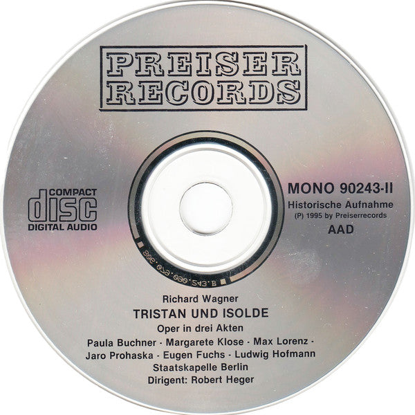Richard Wagner, Robert Heger, Max Lorenz (2), Paula Buchner : Tristan Und Isolde (3xCD, Mono)