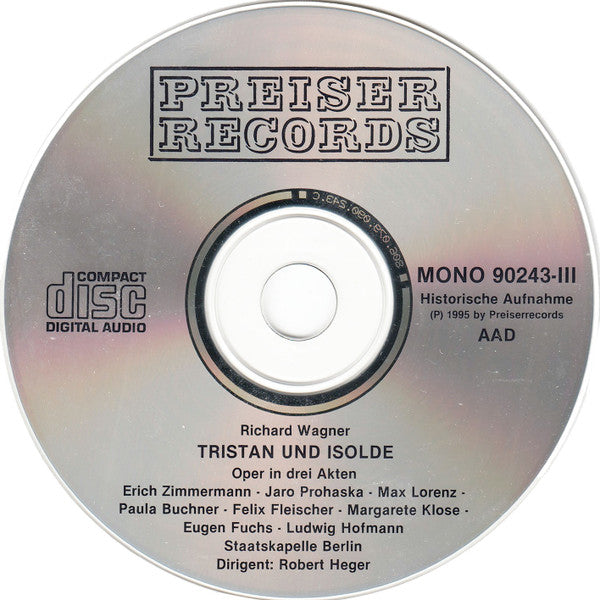 Richard Wagner, Robert Heger, Max Lorenz (2), Paula Buchner : Tristan Und Isolde (3xCD, Mono)