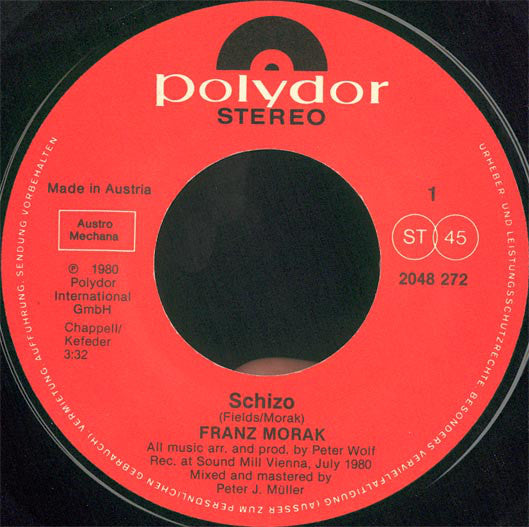 Franz Morak : Schizo (7", Single)