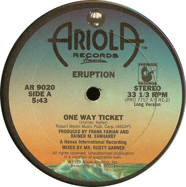 Eruption (4) : One Way Ticket / Left Me In The Rain (12")