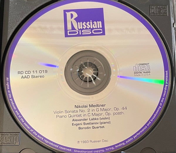 Medtner*, Alexander Labko, Evgeny Svetlanov* - Borodin Quartet* : Violin Sonata N° 2 • Piano Quintet (CD, Comp)