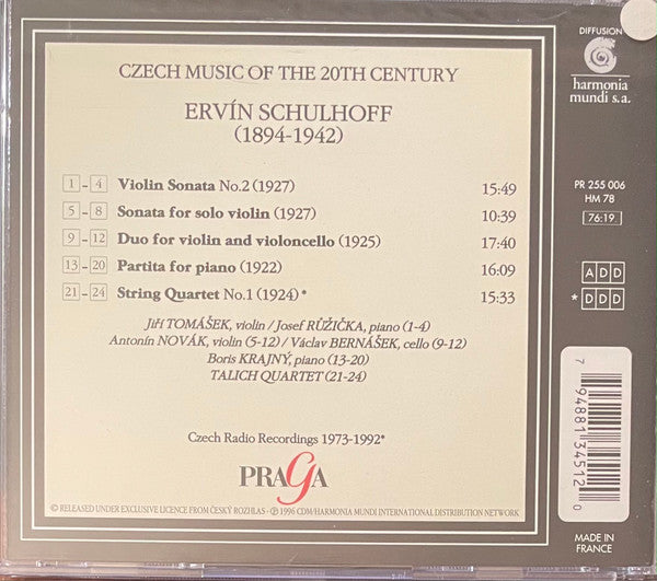 Erwin Schulhoff : Centenary Edition. Chamber Music. (CD, Comp)