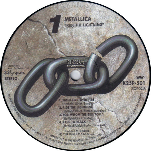 Metallica : Ride The Lightning (LP, Album)