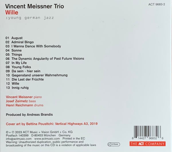 Vincent Meissner Trio : Wille (CD, Album)