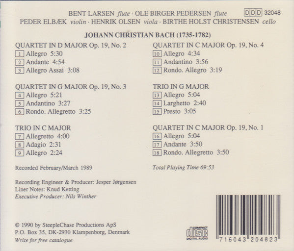 Johann Christian Bach : Complete Works For Two Flutes And Strings (CD, Album)