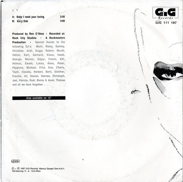 Charles Augins : Baby I Need Your Loving (7")