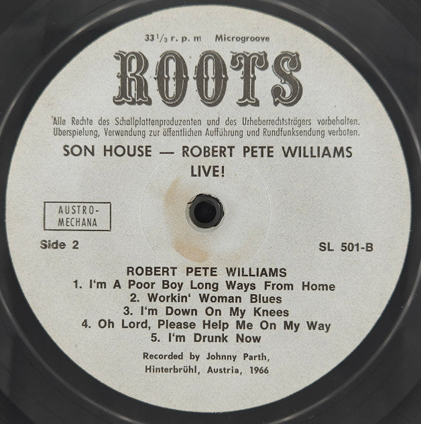 Son House And Robert Pete Williams : Live! (LP, Ltd)