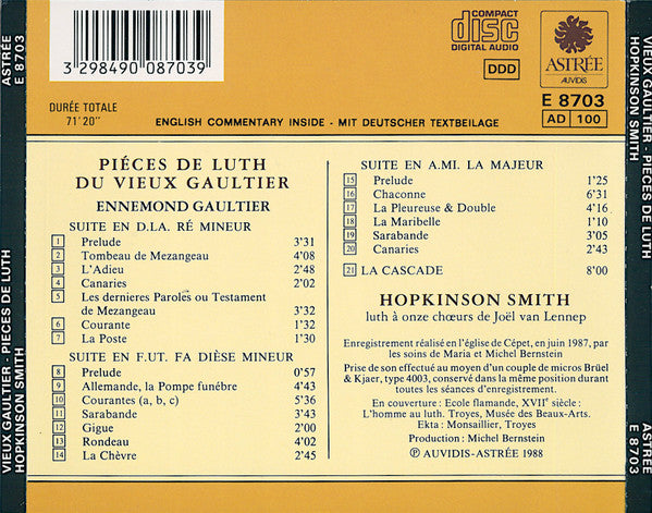 Ennemond Gaultier, Hopkinson Smith : Piéces De Luth Du Vieux Gaultier (CD, Album)