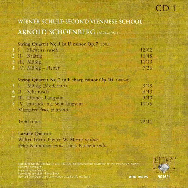 Arnold Schoenberg, Alban Berg, Anton Webern - LaSalle Quartet : String Quartets (4xCD + Box, Comp)