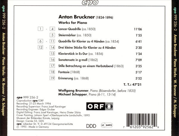 Anton Bruckner - Wolfgang Brunner, Michael Schopper : Piano Works (CD, Album, RE)