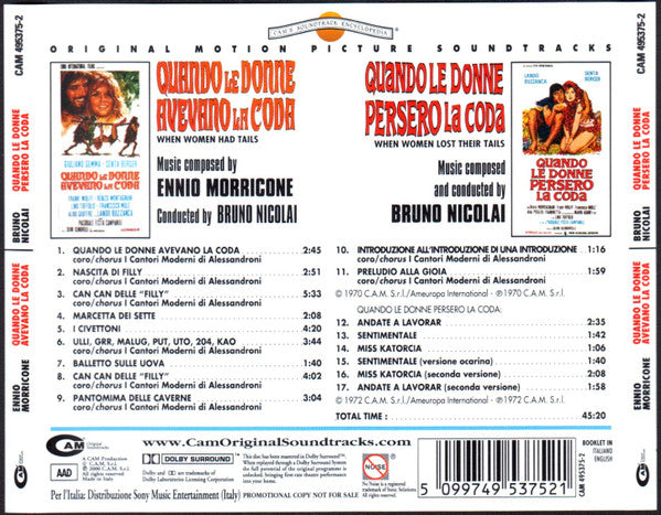 Ennio Morricone / Bruno Nicolai : Quando Le Donne Avevano La Coda / Quando Le Donne Persero La Coda (Original Soundtracks) (CD, Album, Comp, RE, RM, Dol)