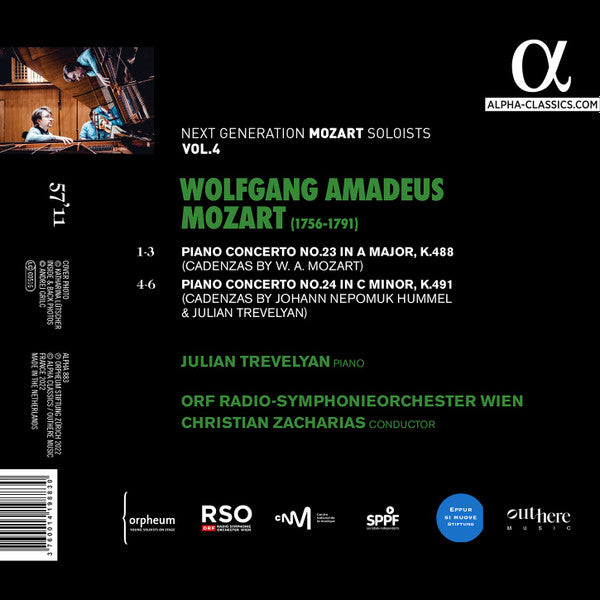 Mozart*, Julian Trevelyan, ORF Radio-Symphonieorchester Wien, Christian Zacharias : Piano Concertos Nos. 23 KV 488 & 24 KV 491 (CD, Album)