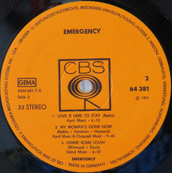 Emergency (6) : Emergency (LP, Album, Gat)