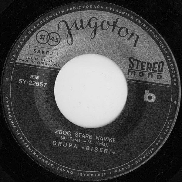 Biseri : Vidim Te U Snu / Zbog Stare Navike (7", Single)