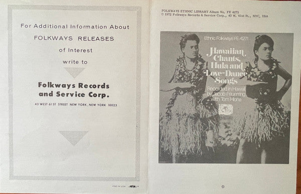 Unknown Artist : Hawaiian Chants, Hula And Love Dance Songs (LP)