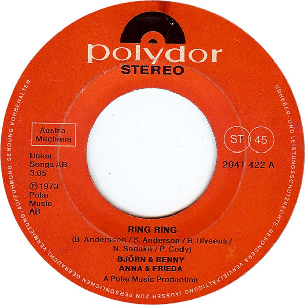 Björn + Benny + Anna + Frieda* : Ring Ring (7", Single)