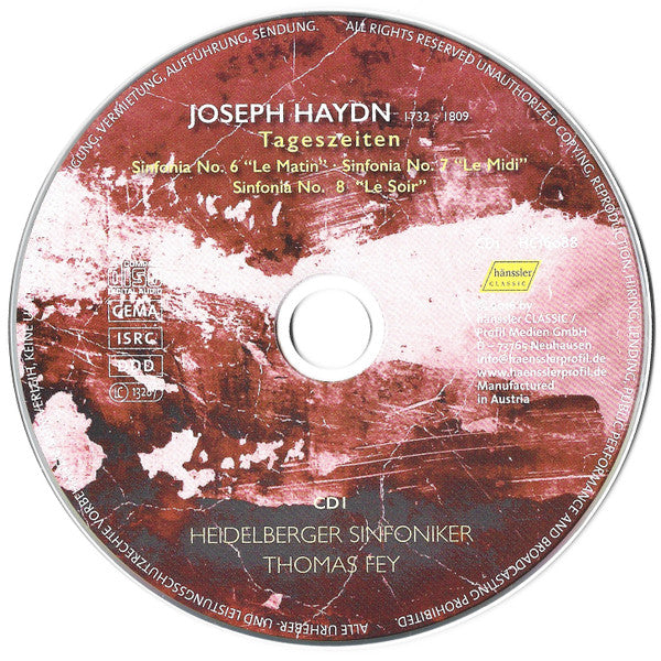 Joseph Haydn, Thomas Fey, Benjamin Spillner, Heidelberger Sinfoniker : Symphonies Nos. 6 - 8 (Le Matin - Le Midi - Le Soir) / Symphonies Nos. 35, 46, 51 (2xCD)