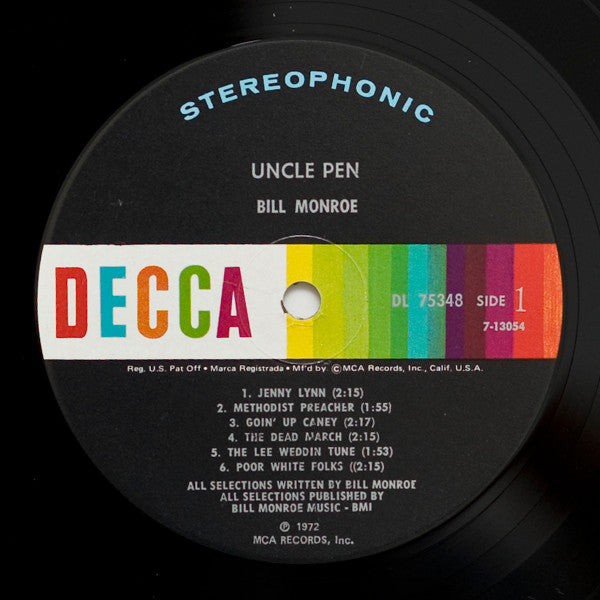 Bill Monroe : Bill Monroe's Uncle Pen (LP, Album)