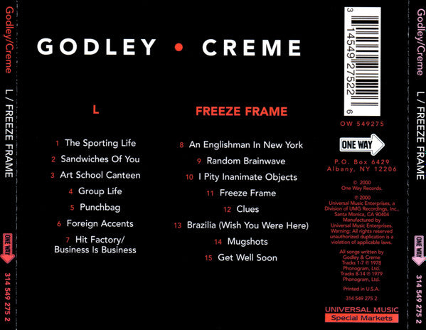 Godley • Creme* : L/Freeze Frame (CD, Comp)