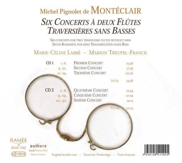 Michel Pignolet de Montéclair – Marie-Céline Labbé, Marion Treupel-Frank : Six Concerts À Deux Flûtes Traversières Sans Basses (2xCD, Album)