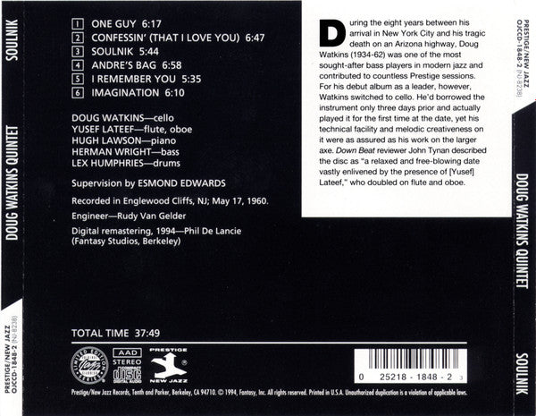 Doug Watkins Quintet : Soulnik (CD, Album, Ltd, RE, RM)