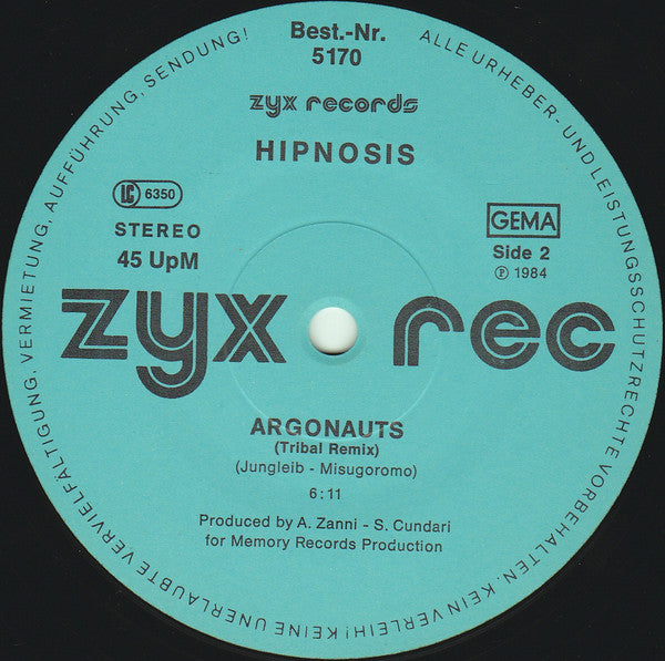 Hipnosis : Astrodance / Argonauts (12")