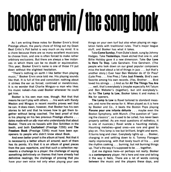 Booker Ervin : The Song Book (CD, Album, RE, RM)
