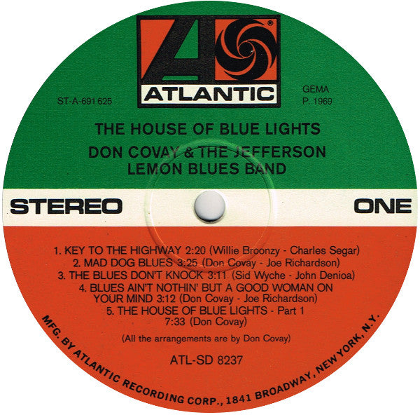 Don Covay And The Jefferson Lemon Blues Band : The House Of Blue Lights (LP, Album)