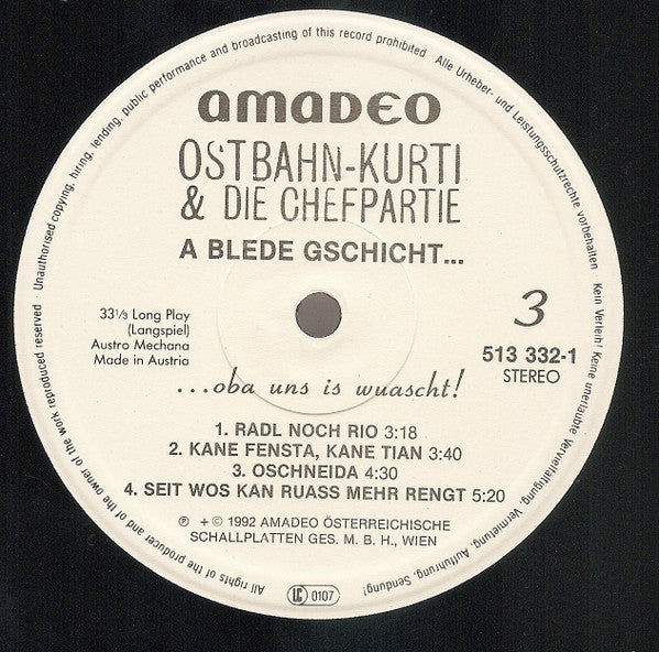 Ostbahn-Kurti & Die Chefpartie : A Blede Gschicht... ...Oba Uns Is Wuascht! (2xLP, Album)