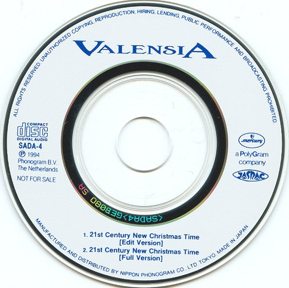 Valensia : 21st Century New Christmas Time (CD, Mini, Single, Promo)