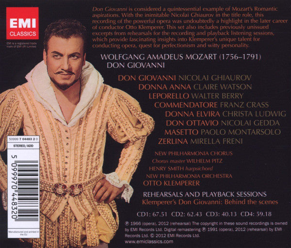 Wolfgang Amadeus Mozart - Nicolai Ghiaurov, Christa Ludwig, Claire Watson, Mirella Freni, Nicolai Gedda, Walter Berry, Paolo Montarsolo, Franz Crass, New Philharmonia Orchestra And New Philharmonia Chorus, Otto Klemperer : Don Giovanni (4xCD, Album, RE, RM, S/Edition)