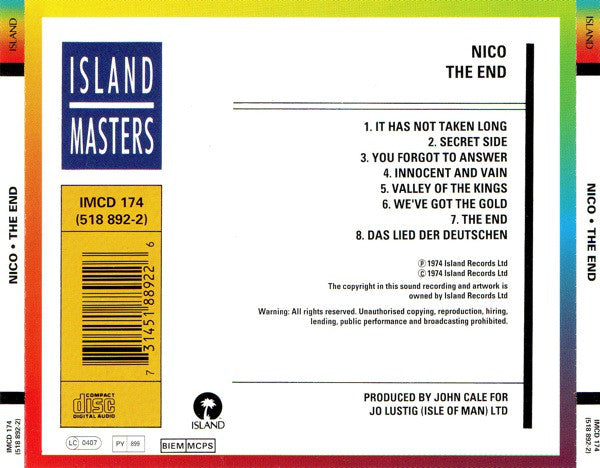 Nico (3) : The End... (CD, Album, RE)