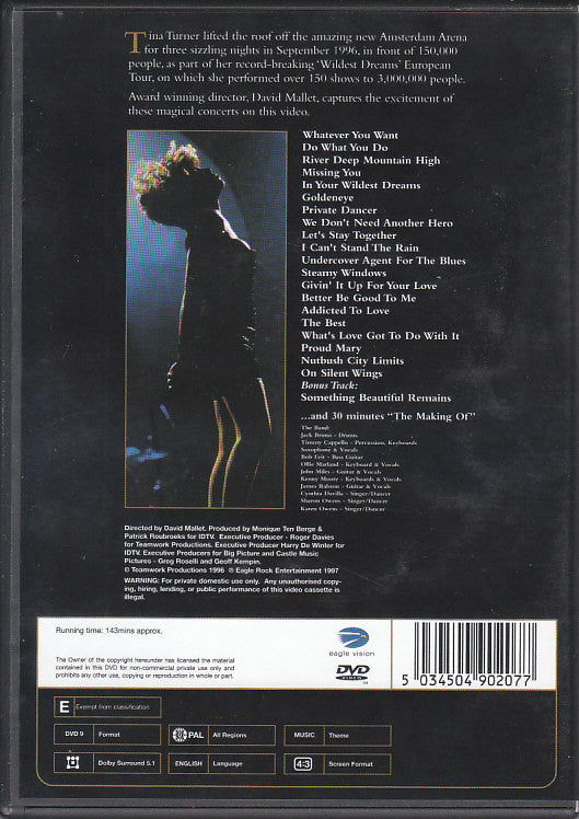 Tina Turner : Live In Amsterdam - Wildest Dreams Tour (DVD-V, Multichannel, PAL)