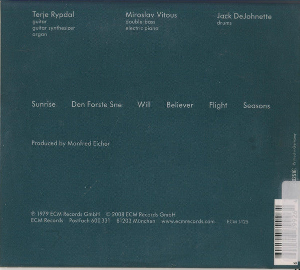 Terje Rypdal, Miroslav Vitous, Jack DeJohnette : Terje Rypdal / Miroslav Vitous / Jack DeJohnette (CD, Album, RE, Car)