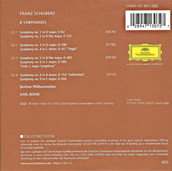 Schubert* - Berliner Philharmoniker, Karl Böhm : 8 Symphonies (4xCD, RM + Box, Comp, RE)